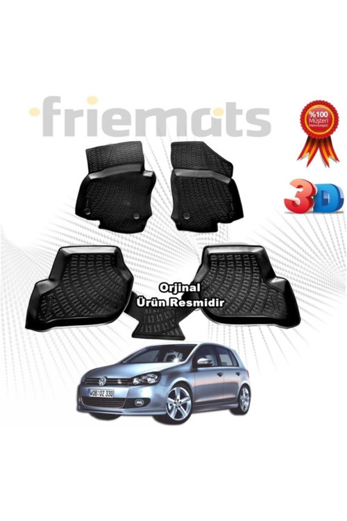 Vw Golf 6 3D Havuzlu Paspas 2010-2013 Arası Siyah 4 Parça