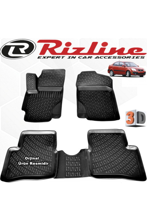 Kia Rio 3D Paspas Havuzlu Sedan 2005 - 2011 Arası 4 Parça Siyah Set