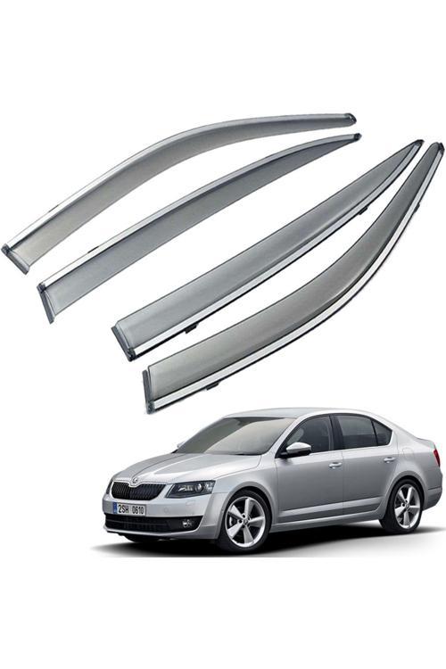 Skoda Octavia A7 Mügen Cam Rüzgarlığı Kromlu Rüzgarlık ( Paslanmaz Kromlu) 2013-2020 Arası Füme Renk