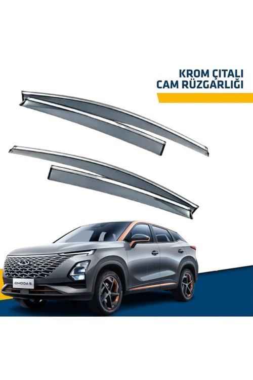 Chery Omoda 5 Mügen Cam Rüzgarlığı Kromlu Rüzgarlık (Paslanmaz Nikelajlı) 2023 Sonrası 4Lü Yeni Ürün