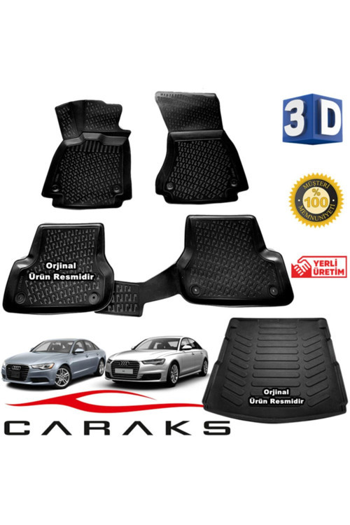 Audi A6 3D Paspas + 3D Bagaj Havuzu 2011 - 2019 Arası Siyah - Set