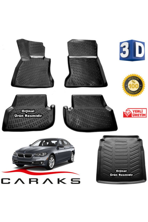 Bmw F10 - 5 Serisi 3D Siyah Paspas + 3D Siyah Bagaj Havuzu 2013 Sonrası - Set
