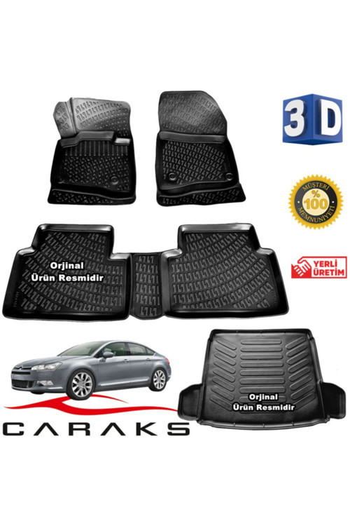 Citroen C5 3D Paspas + 3D Bagaj Havuzu 2008 Sonrası Siyah - Set