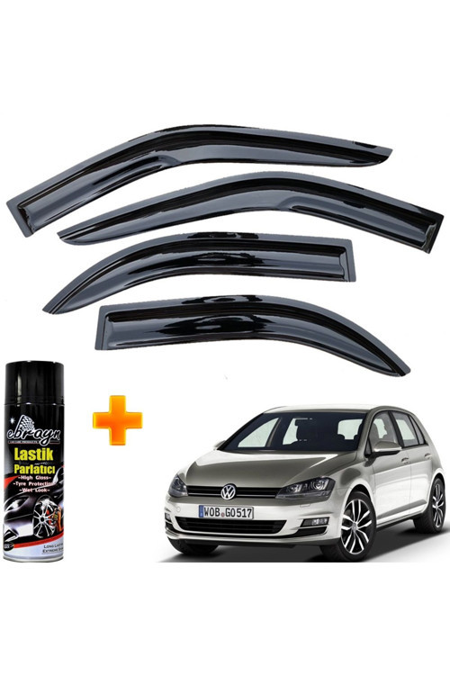 Vw Golf 7 Mügen Cam Rüzgarlığı 4 Lü 2013-2020 Arası 4 Lü Takım +500Ml Lastik Parlatıcı