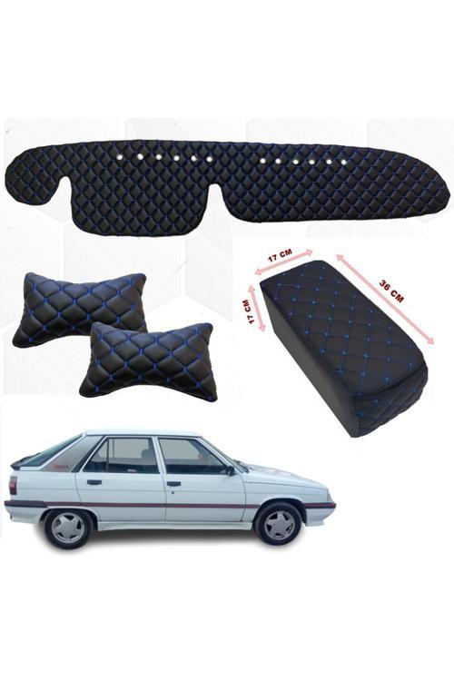 Renault 11 Rainbow Kolçak + Boyunluk + Göğüs Halısı Siyah-Mavi