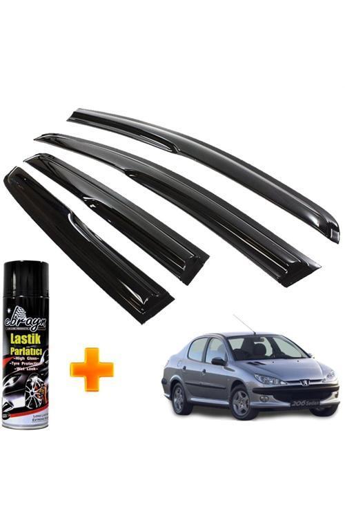 Peugeot 206 Mügen Cam Rüzgarlığı Sedan 1998 - 2012 Arası 4 Lü Takım +500Ml Lastik Parlatıcı
