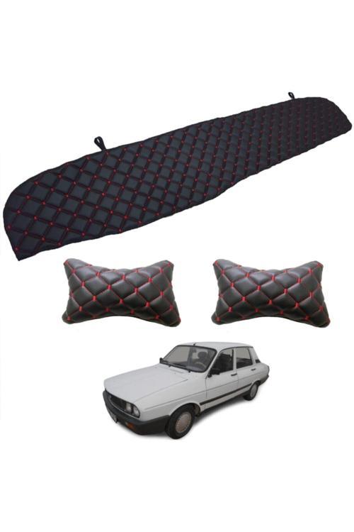Renault Toros Sedan Uyumlu Boyunluk + Göğüs Halısı Siyah-Kırmızı