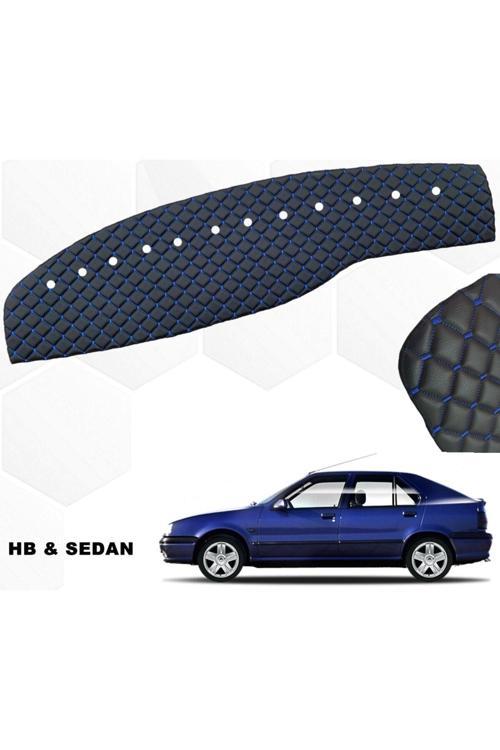 Renault 19 Europa Göğüs Halısı Capitone Siyah-Mavi Dikiş 1.Kalite Uyumlu