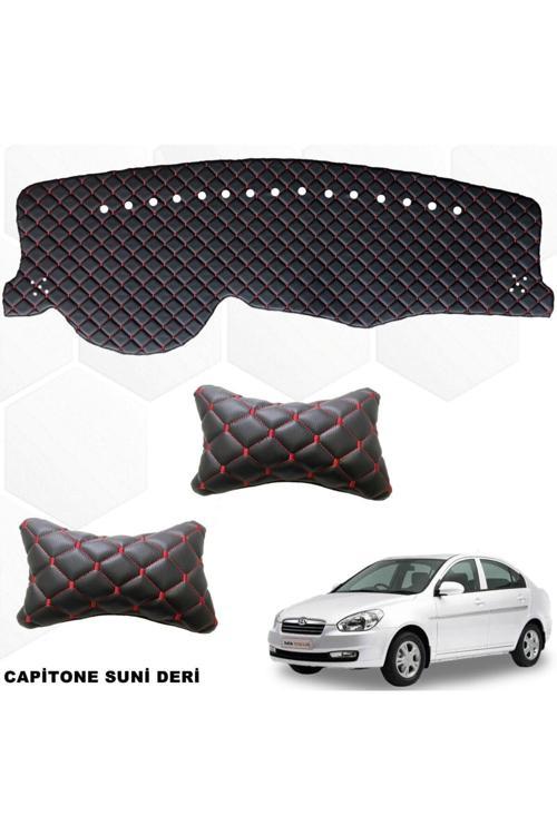 Hyundai Accent Era Uyumlu Göğüs Halısı +Boyunluk 1.Kalite Siyah-Kırmızı