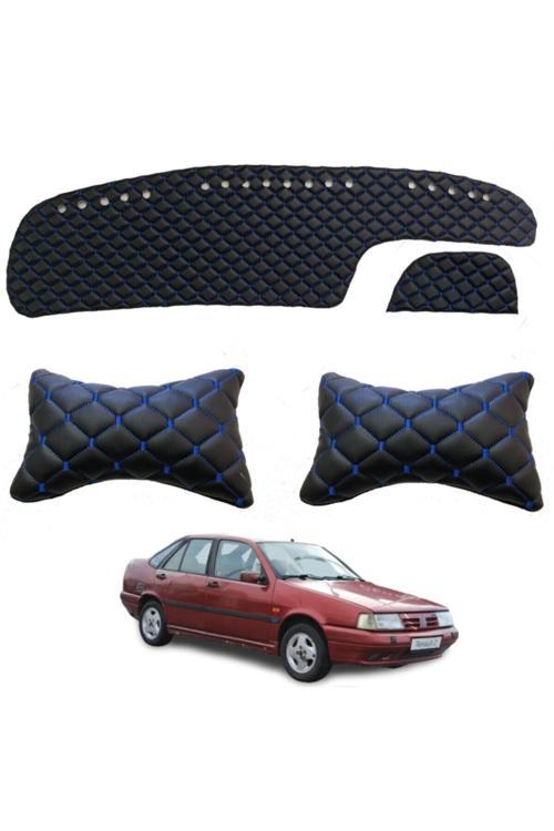 Fiat Tempra Boyunluk + Göğüs Halısı Siyah-Mavi