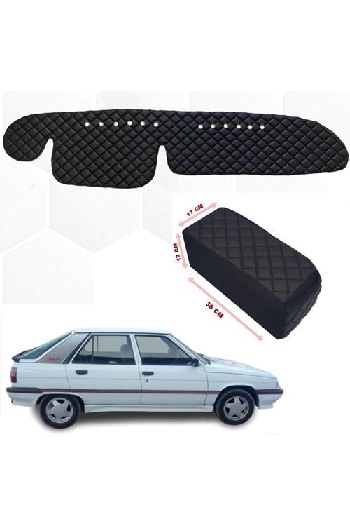 Renault 11 Uyumlu Flash Kolçak + Göğüs Halısı Siyah Suni Deri