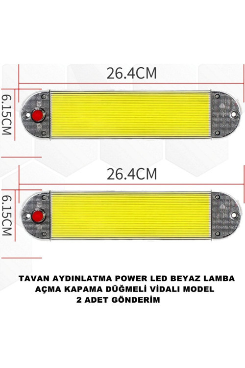 Araç Tavan Aydınlatma Power Led Beyaz Led Lamba Açma Kapama Düğme Vidalı Model 2 Adet -