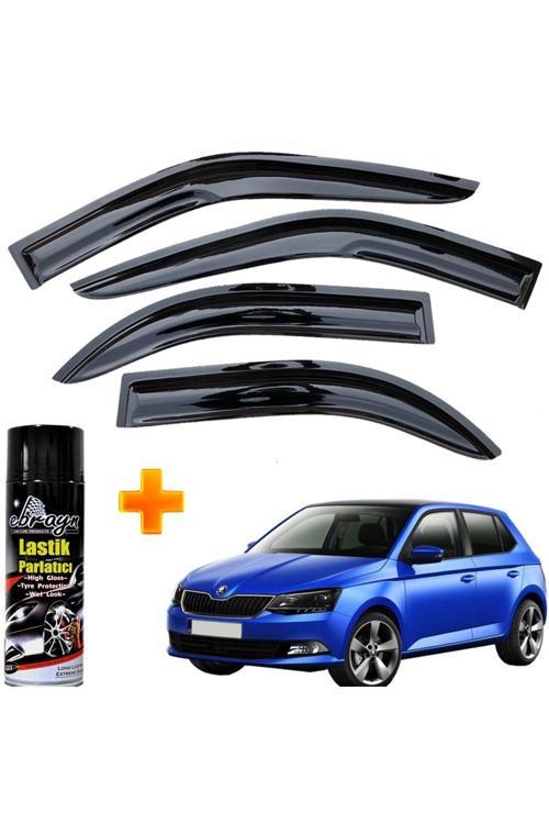 Skoda Fabia Mügen Cam Rüzgarlığı 2014 - 2019 Arası 4 Lü Takım +500Ml Lastik Parlatıcı