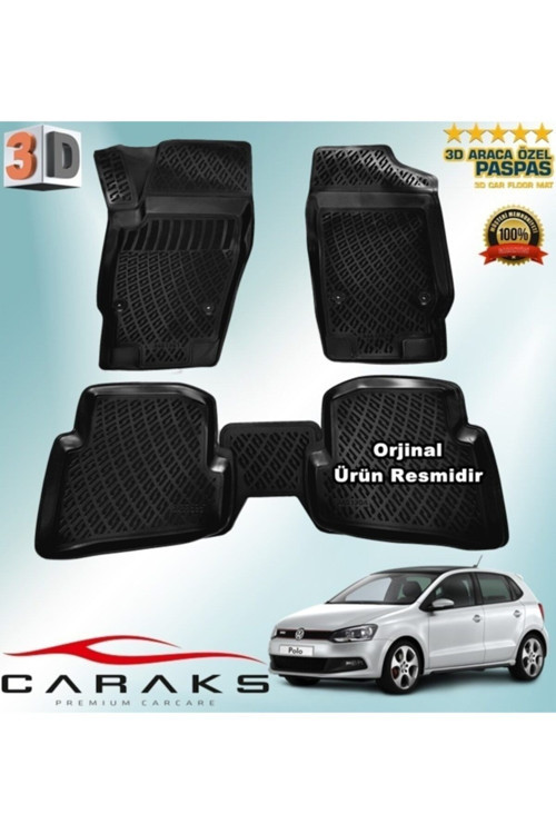 Vw Polo 6R 3D Havuzlu Paspas 2009-2017 Arası Siyah 4 Parça