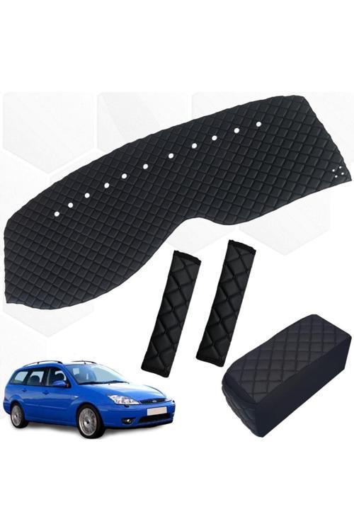 Focus 1 Stw Göğüs Halısı+Kemer Konforu+Sünger Kolçak 1998-2005 Capitone Suni Deri Siyah