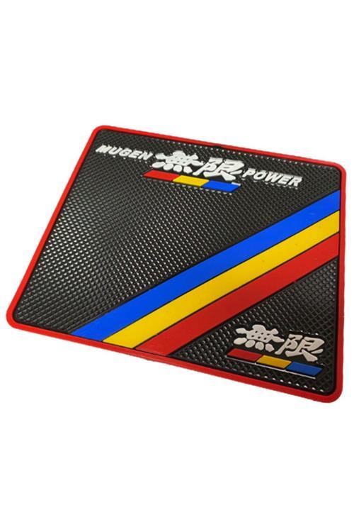 Kaydırmaz Silikonlu Ped Araç Göğüs Torpido Ev Ofis Çok Amaçlı Mugen Power Desenli 19 Cm X 16,5 Cm