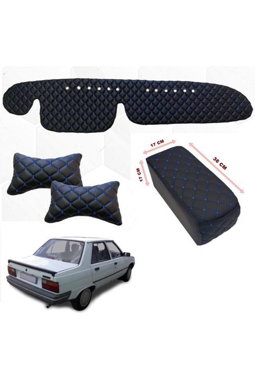 Renault 9 Fairway Kolçak + Boyunluk + Göğüs Halısı Siyah-Mavi
