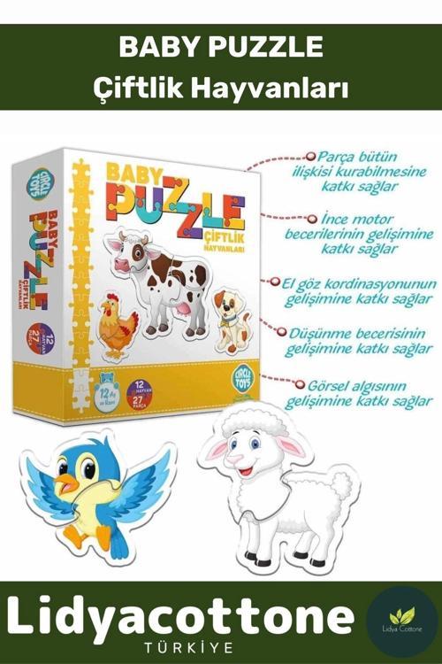 Premium Zeka Geliştirici Eğitici Çocuk El Göz Koordinasyonu Baby Puzzle Çiftlik Hayvanları