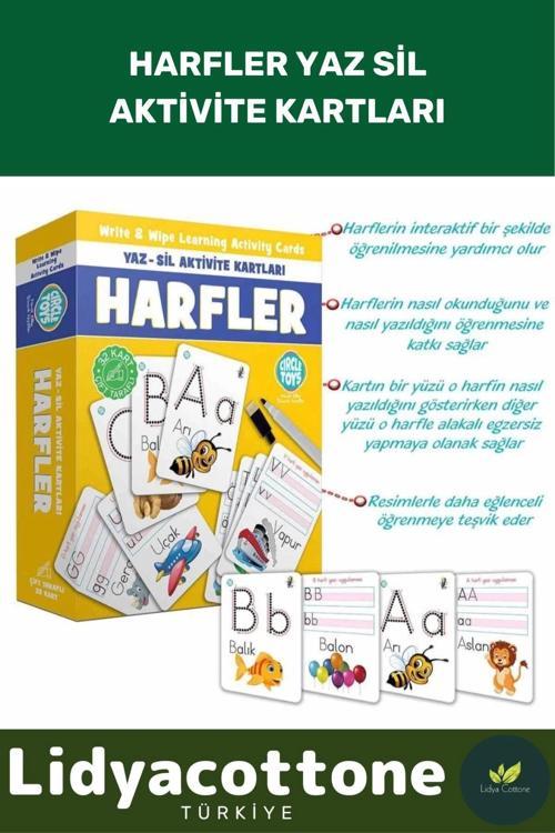 Zeka Geliştirici Kişisel Gelişim Çocuk Harfler Yaz Sil Aktivite Kartları Koordinasyon Geliştirici
