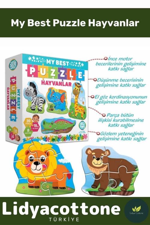 Premium Zeka Geliştirici Eğitici Öğretici Eğlendirici El Göz Koordinasyonu My Best Puzzle Hayvanlar