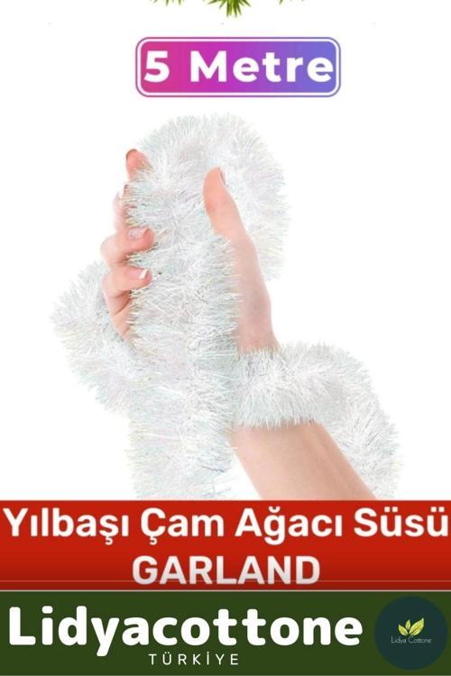 2025 Noel Yılbaşı Çam Ağacı Süsü Doğal Görünümlü Dekoratif Yeni Yıl Garland Büyük Boy 5 Metre