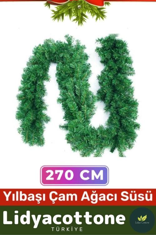 Noel Yılbaşı Çam Ağacı Süsü Kutlama Doğal Görünümlü Dekoratif Yeni Yıl Garland Büyük Boy 270 Cm
