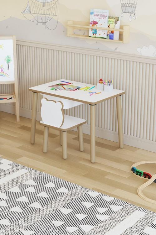 Montessori Çocuk Masası-Oyun Masası-Aktivite Masası-Etkinlik Masası Takımı 1 Panda Sandalye