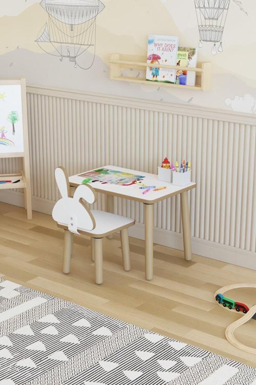 Yaz-Sil Yüzey Çocuk Masası - Aktivite Masası - Çocuk Çalışma Masası Takımı 1 Adet Sandalyeli