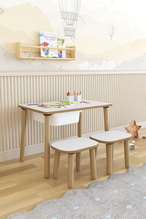 Montessori Çocuk Masası Takımı- Oyun Masası - Aktivite Masası - Çalışma Masası - Etkinlik Masası