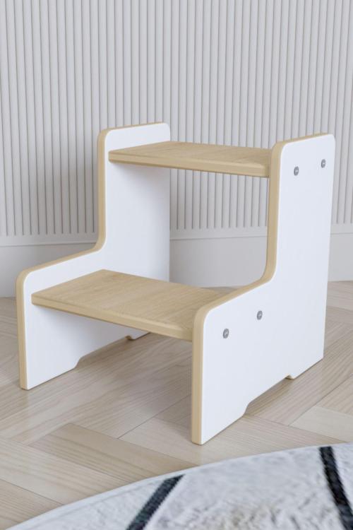 Çocuk Tabure , İki Basamaklı Montessori Tabure , 100 Kg Taşıma Garantili