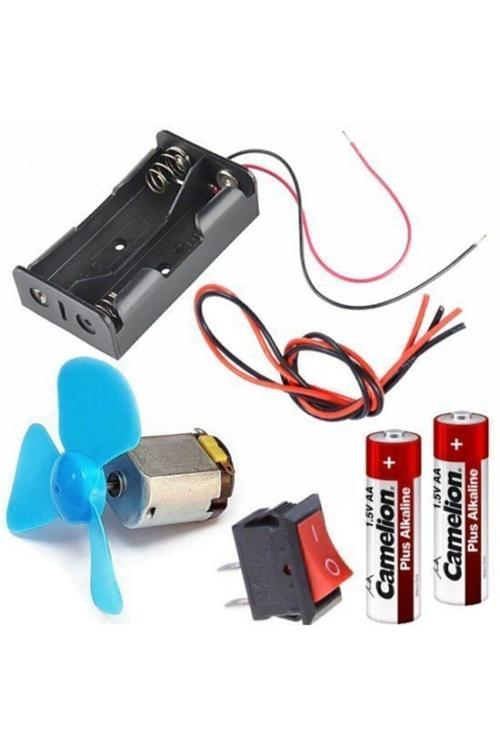 3V Motor Pervane Pil Kutusu Anahtar Deney Seti Eğitici Oyuncak Motoru R130 Mini Elektrik Motoru