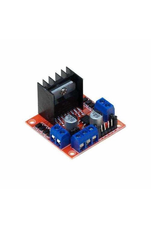 L298N Voltaj Regulatörlü Çift Motor Sürücü Kartı (Kırmızı Pcb)