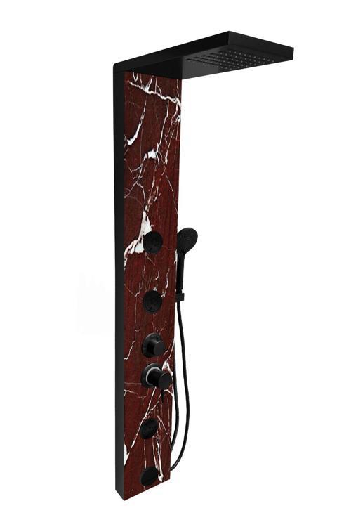 Yeni Tasarım Venüs Premium Mermer Desenli (Bordo Detaylı)  Masajlı Duş Seti