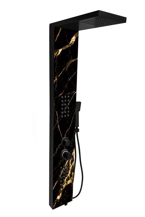 Yeni Tasarım Victoria Premium Mermer Desenli (Gold Detaylı)  Masajlı Duş Paneli