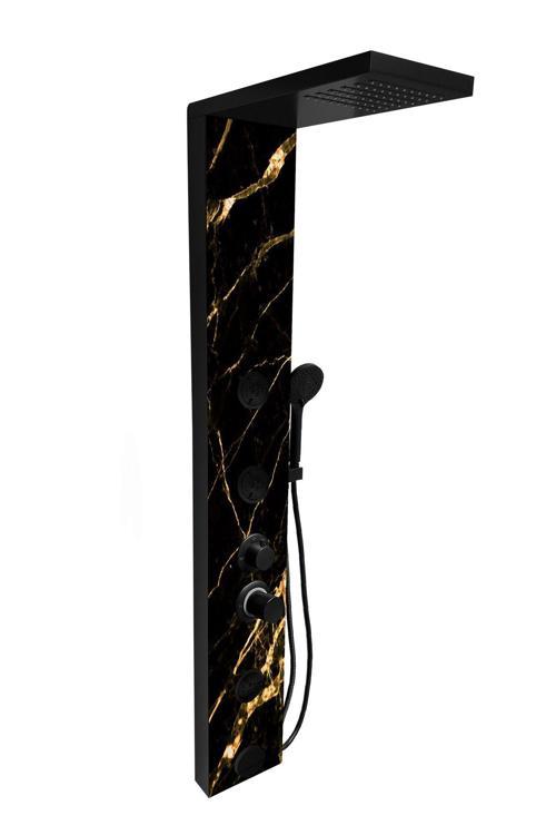 Yeni Tasarım Venüs Premium Mermer Desenli (Gold Detaylı)  Masajlı Duş Paneli