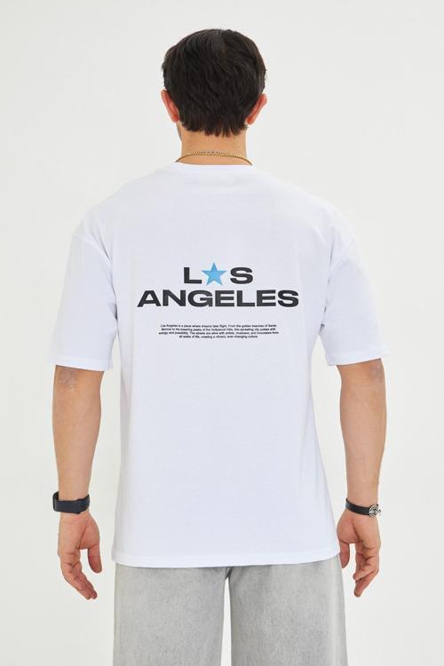 Los Angeles Baskı %100 Pamuk Oversize Erkek Tişört
