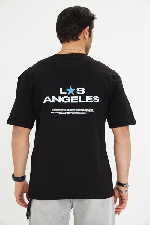 Los Angeles Baskı %100 Pamuk Oversize Erkek Tişört