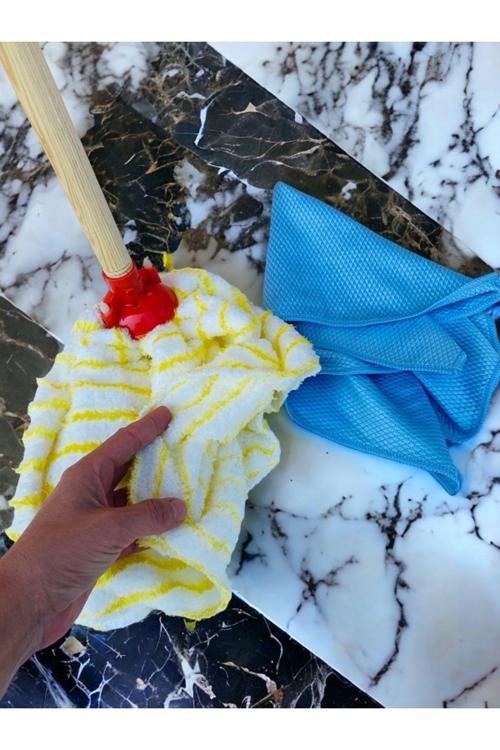 Teras Mop Gürgen Sap 1 Adet Mikrofiber Bez Vilada Ucu, Microfiber Havlu Başlık, Toz Kırıntı Bırakmaz