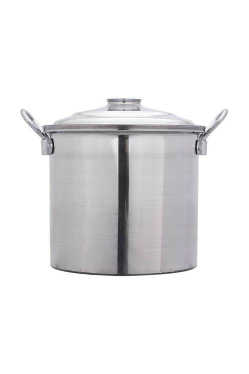 Alüminyum Kazan Soba Kazanı Çamaşır Kazanı (Çap: 30Cm) Krom Su Yemek Kazanı Nostajik Kazan Metalik