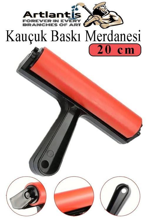 Kauçuk Baskı Merdanesi 20 cm 1 Adet Plastik Linol Baskı Merdanesi Silindir Rulo Merdane Vinil Baskı Yapıştırma