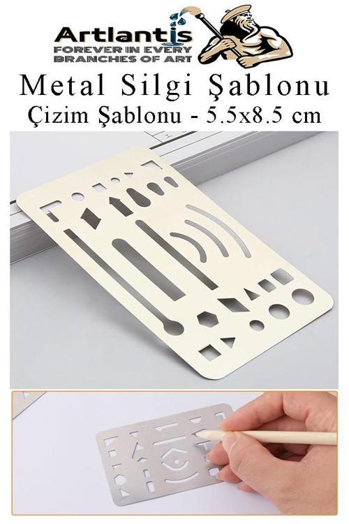 Silgi Şablonu Metal 5.5x8.5 cm 1 Adet Paslanmaz Çelik Silgi Şablonu Çizim Şablonu Cetveli Mimari Mühendislik
