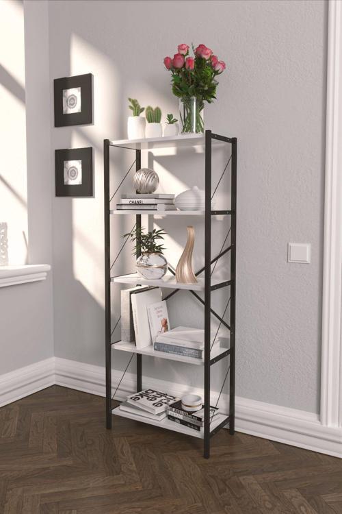 Dekoratif 5 Raflı Kitaplık 150 X 60 Beyaz