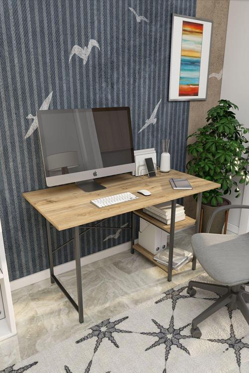 Dizaynmotion Çalışma Masası Ofis Bilgisayar Ders Masası 2 Raflı 60X120 