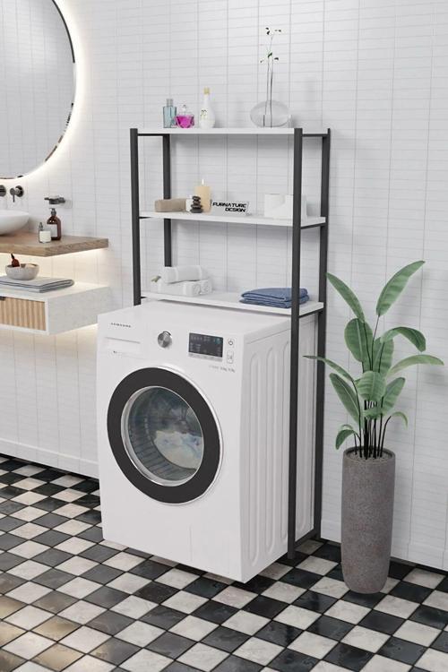 Çamaşır Makinesi Üstü Düzenleyici Raf Banyo Dolabı Rafı Makina Üstü Dolap Raf