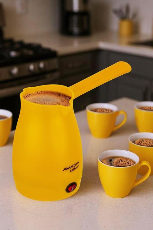 Caffeen Türk Kahvesi Makinesi Elektrikli Cezve Sarı