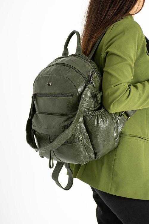 Y.S.Deri Kadın Sırt Çantası Fonksiyonel Kullanım Omuz Çapraz Askılı Bayan Sırt Çantası  35*25 Cm