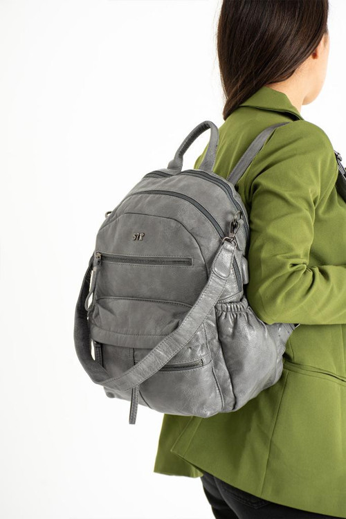 Y.S.Deri Kadın Sırt Çantası Fonksiyonel Kullanım Omuz Çapraz Askılı Bayan Sırt Çantası 35*25 Cm