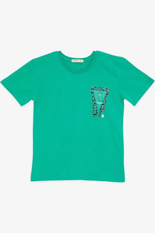 Girls & Boys Erkek Çocuk Tişört Yazı Baskılı 8-14 Yaş, Yeşil