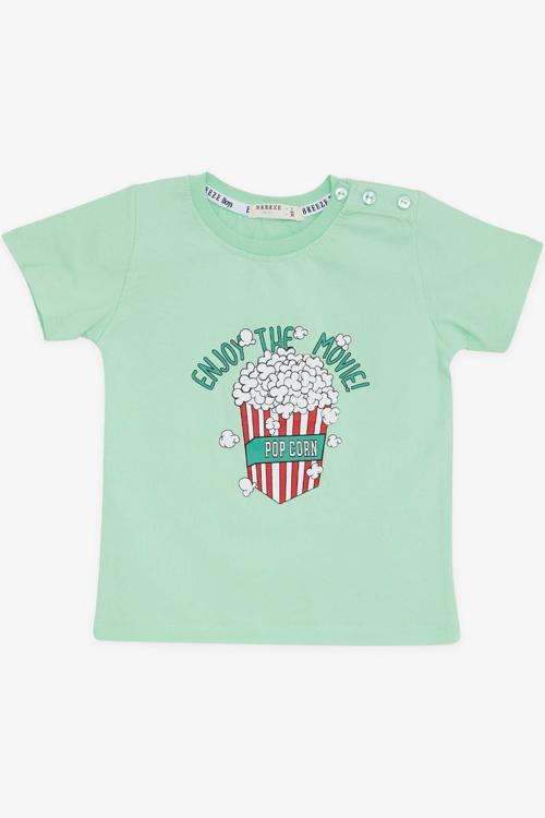 Girls & Boys Erkek Çocuk Tişört Pop Corn Baskılı 2-6 Yaş, Su Yeşili