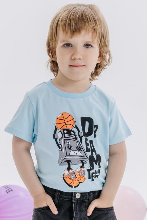 Girls & Boys Erkek Çocuk Tişört Rüya Takım Temalı Basketçi Robot Baskılı 4-8 Yaş, Açık Mavi